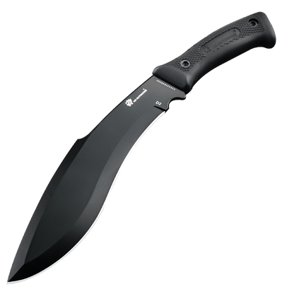Mountain Scout Kukri Machete Fixed Blade Knife Black Rubberized (8.27'' D2) D-292