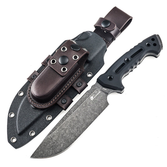 Black Python Fixed Blade Knife Black G10 (6.3'' 1095 High Carbon Steel) D-301