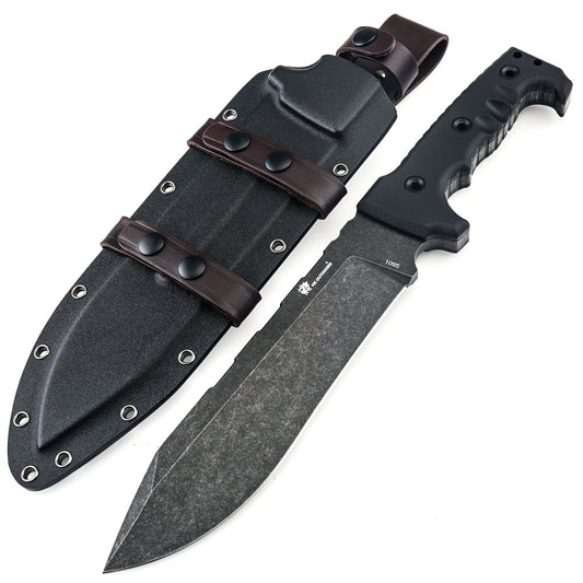 Black Bear Fixed Blade Knife Black G10 (8.46'' 1095 High Carbon Steel) D-303
