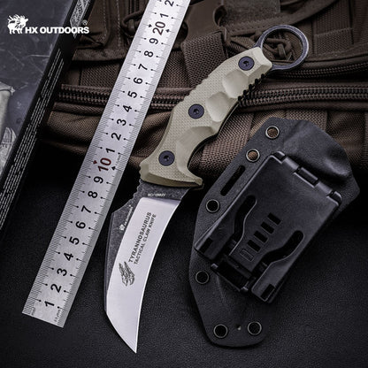 Tyrannosaurus Tactical Claw Fixed Blade Knife Brown G10 (3.54'' 9CR18) D-205