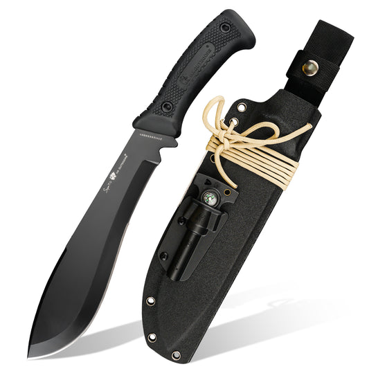 Willow Leaf Kukri Machete Fixed Blade Knife Black Rubberized (8.27'' D2) TD-02