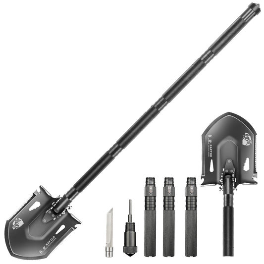 Shovel Kit w/ Hoe, Saw, Knife, Bottle Opener, Fire Starter Aluminum Alloy Handle (37.24'' 440 Stainless Steel Head) GBC-45