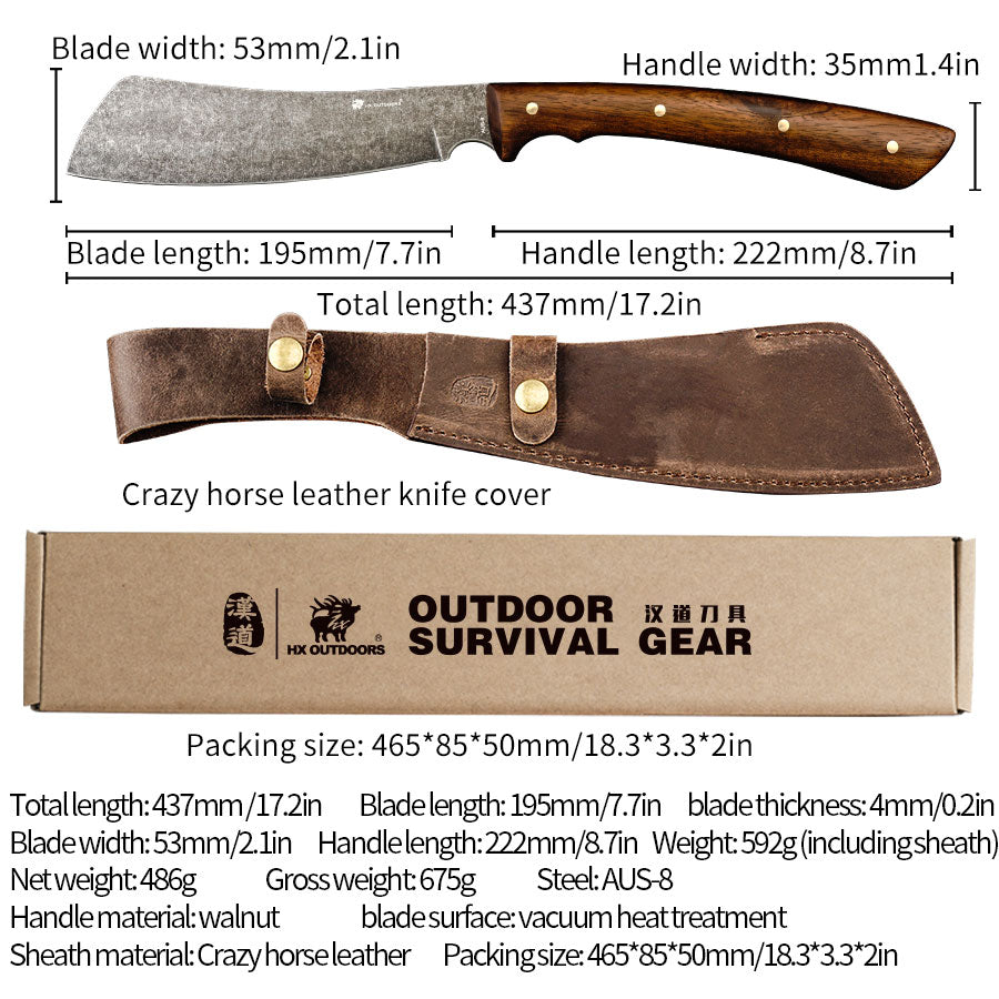 3C Survival Machete Fixed Blade Knife Rosewood (7.72'' AUS-8) TD-07