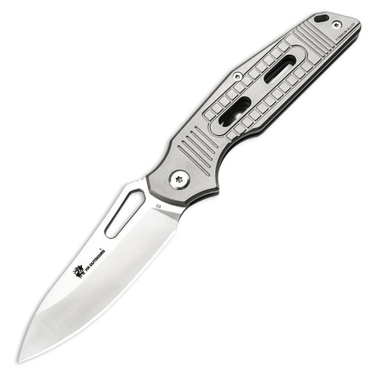 ROCK X Slip Joint Folding Knife Silver Titanium Alloy (2.95'' D2) TD-14T