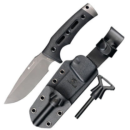 ROCK Survival Fixed Blade Knife Black G10 (3.8'' DC53) TD-18